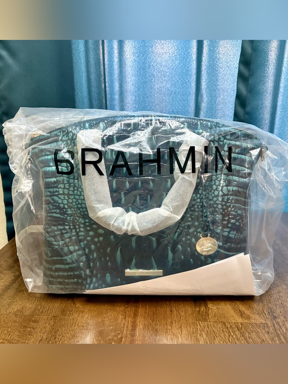 Brahmin NWT Duxbury - Blue Patina - Peacock/Teal - Jewel Tone - Two Eyes - Picture 13 of 16